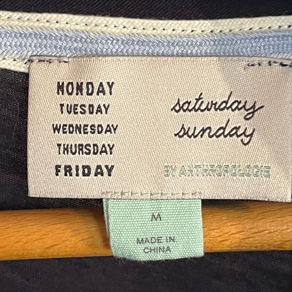 Saturday Sunday Anthropologie Olivia mixed media button tie front blouse Boho - Picture 6 of 8